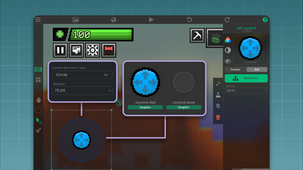 A custom UI being designed in hyperPad.