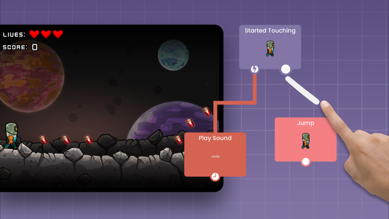 The hyperPad behavior system with connected nodes.