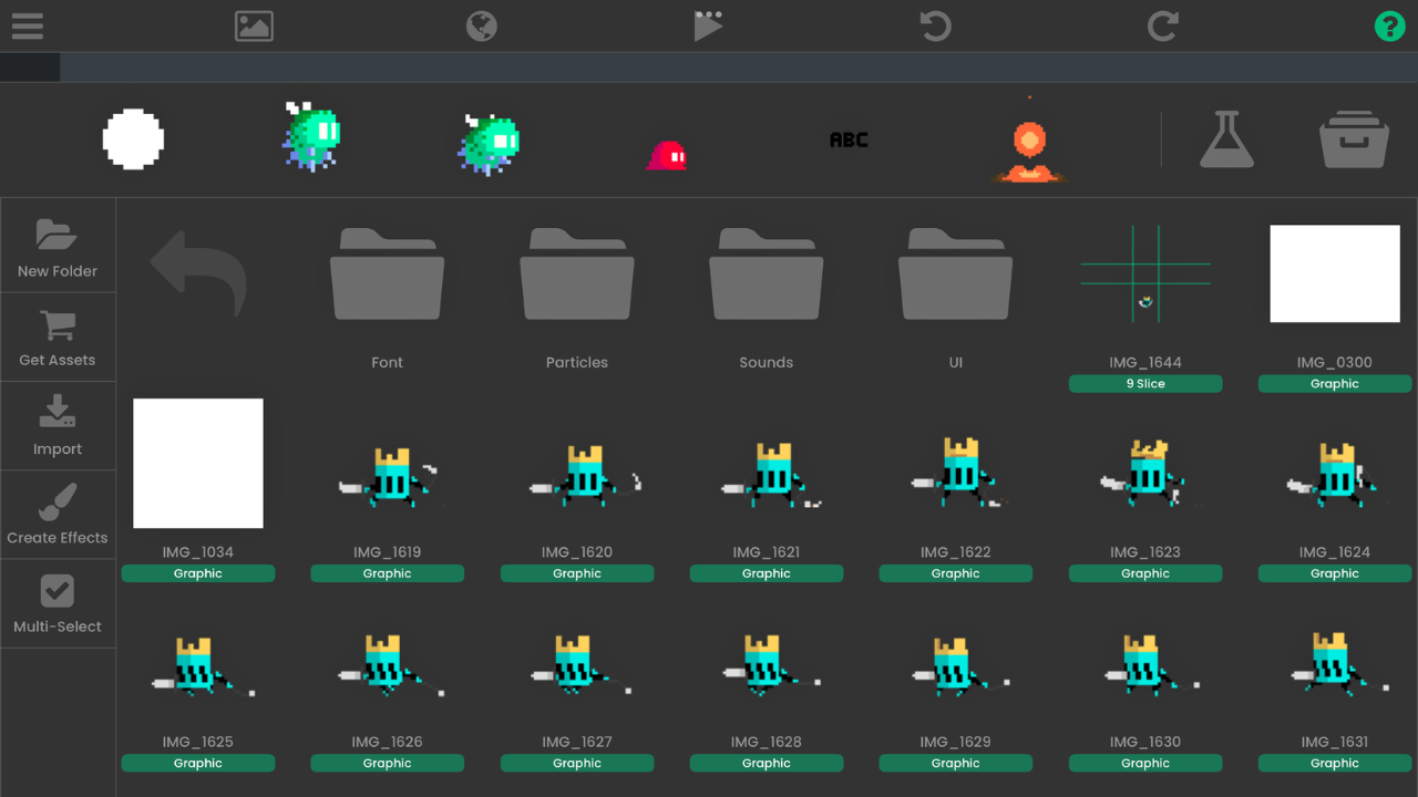 The hyperPad asset library browser.